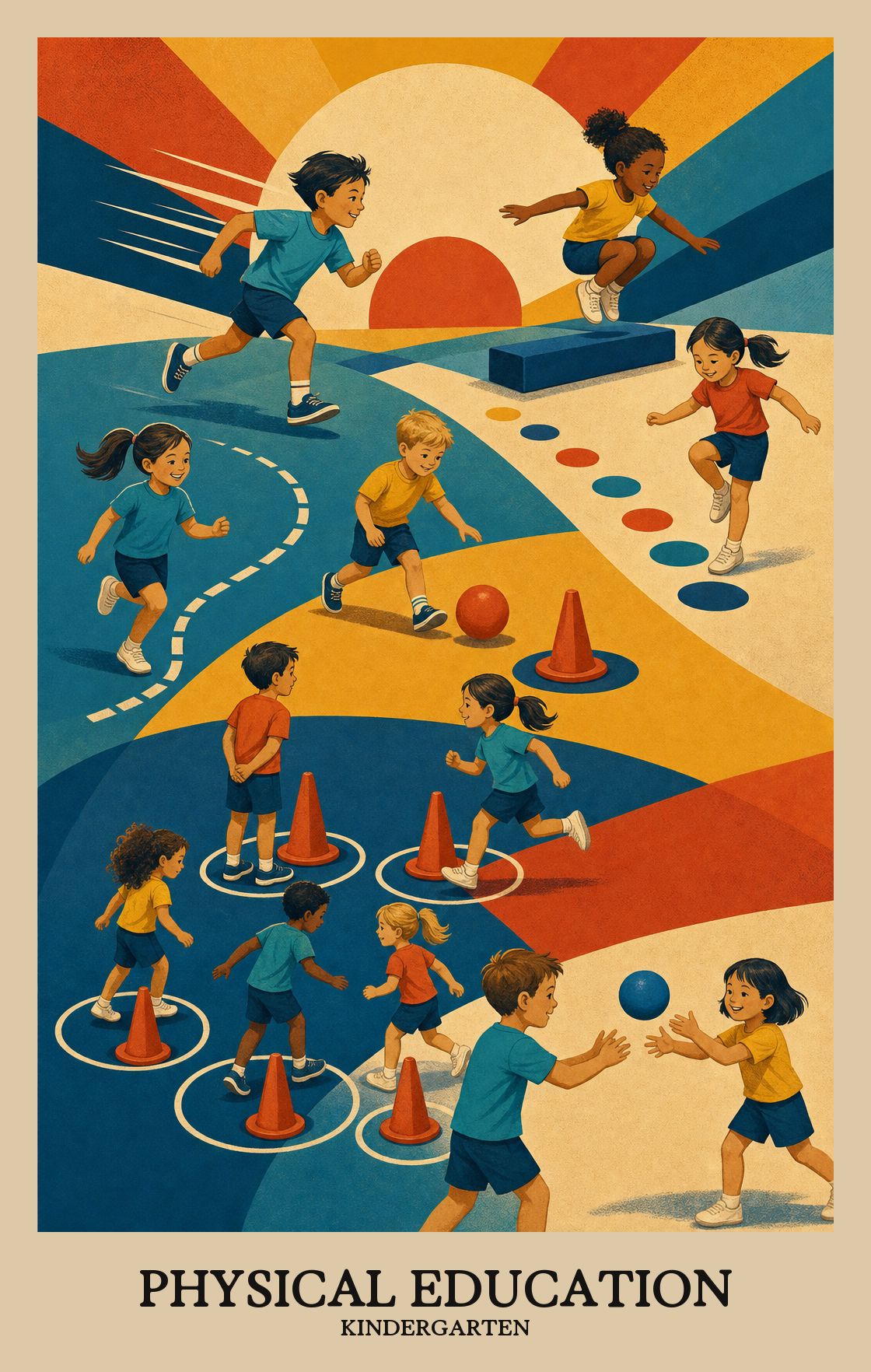 Illustration of what students learn in Kindergarten Physical Education
