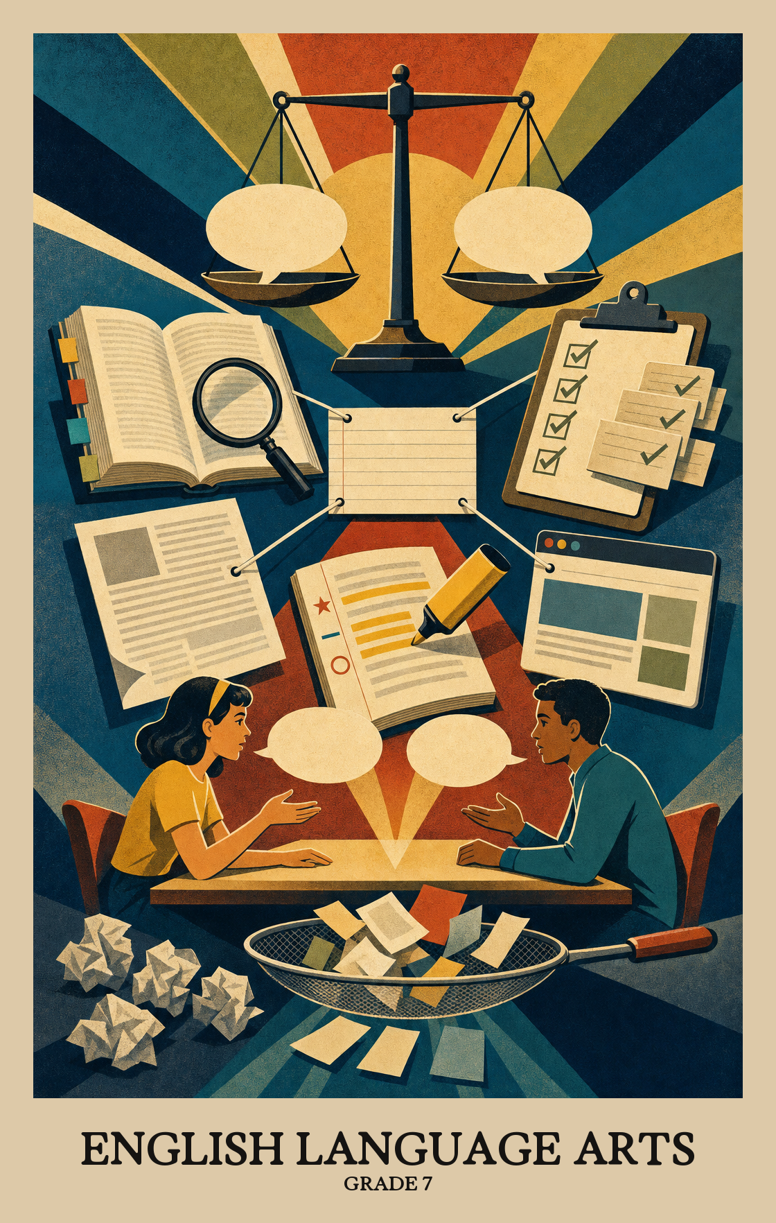 Illustration of what students learn in Grade 7 English Language Arts